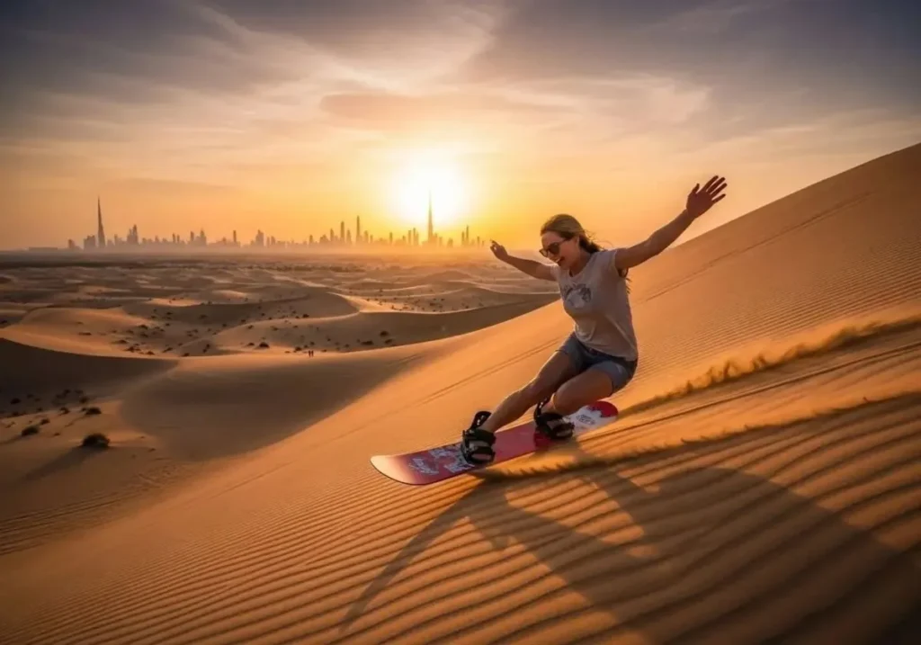 sandboarding in desert